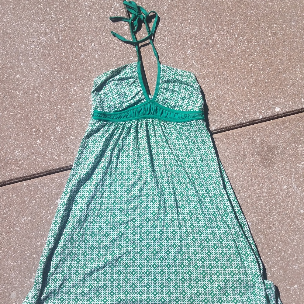 Pathway Green and White Halter Dress Yoga Sz 8